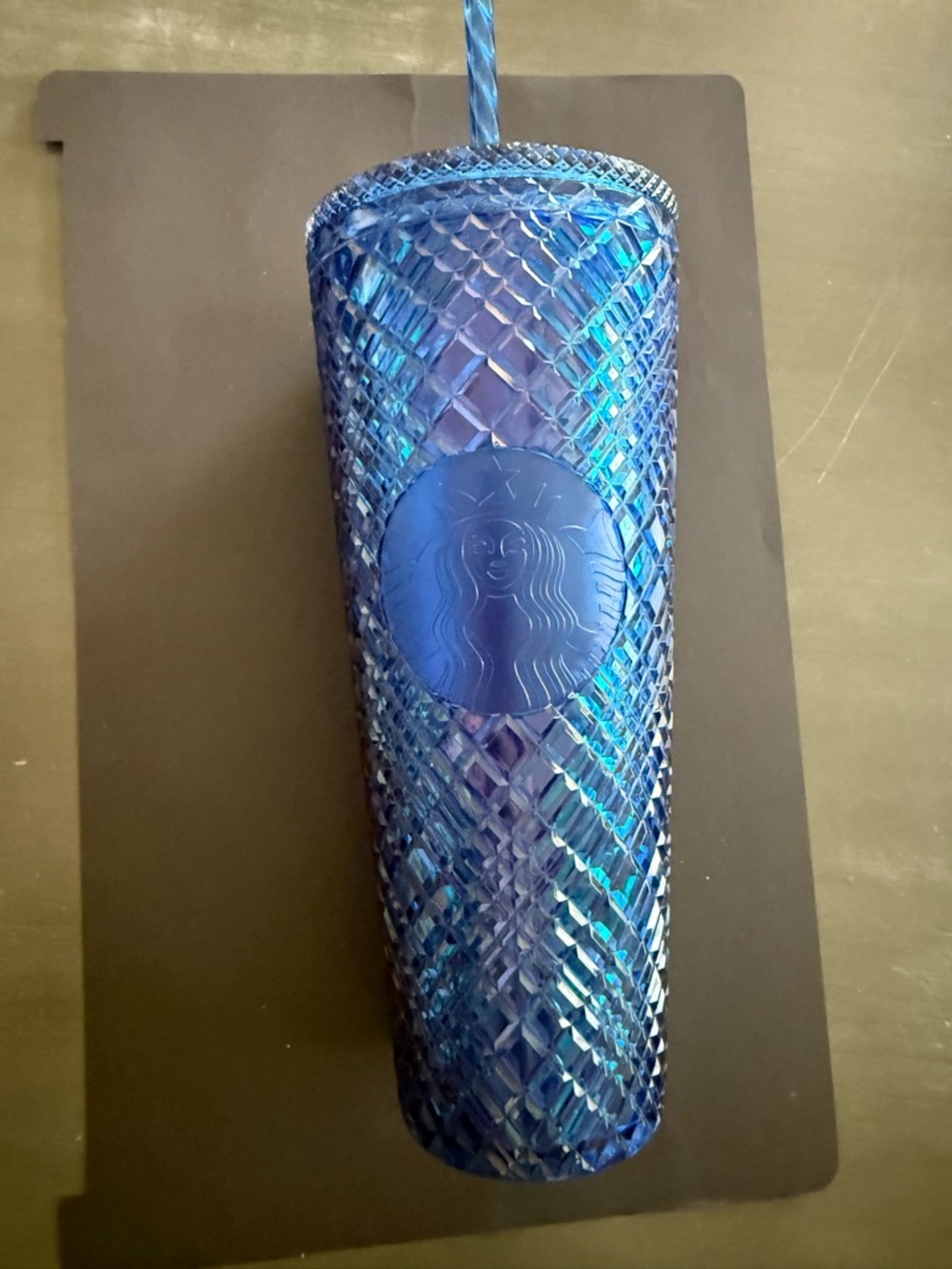 Starbucks Iridescent Blue Textured Glass Tumbler